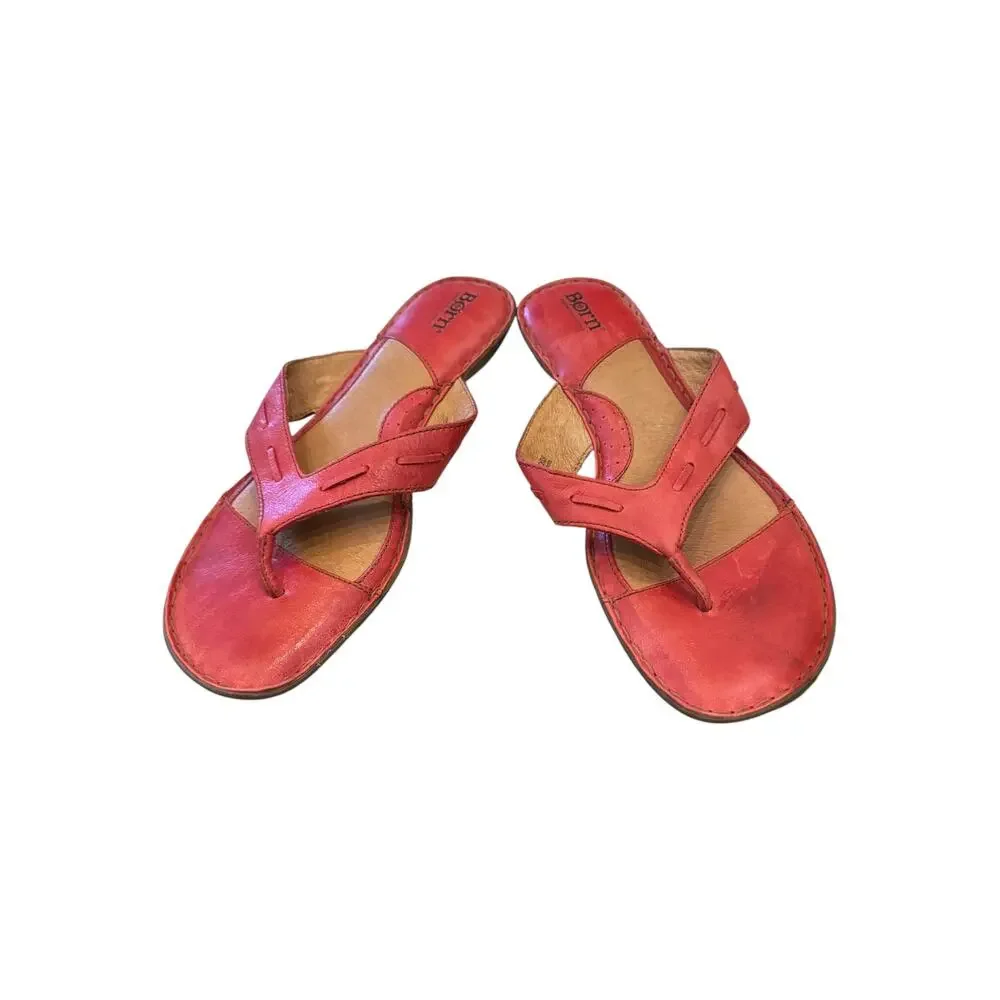 Born Leather Toe Loop Slide Sandals Coral Women’s 10 EU 42